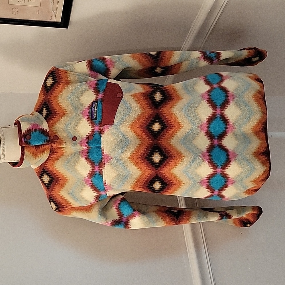 Patagonia Womens Synchilla Snap T Fleece Timber Twist Aztec Pullover Size Small